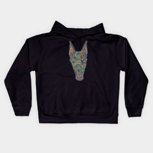 Colorful doberman dog head Kids Hoodie